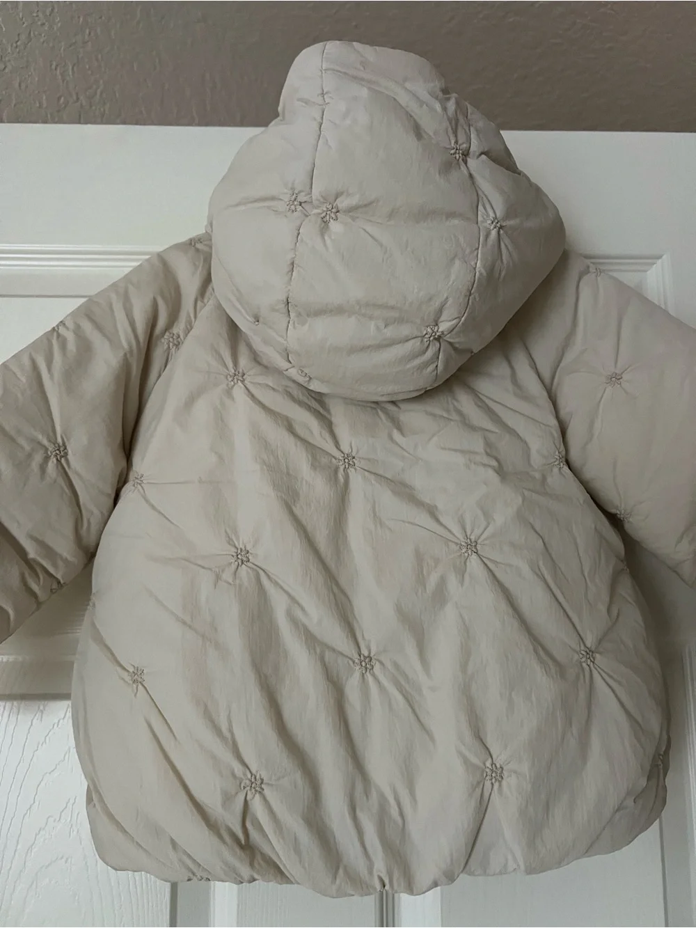 Zara Cream Puff Quilted Puffer Jacket - Soft Neutral - Girls